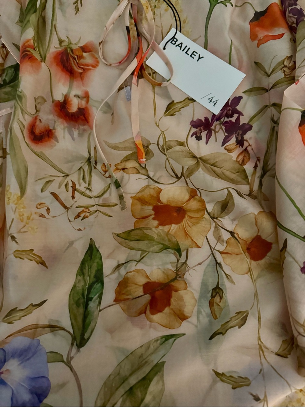 BAILEY 44 Floral Print Tie-Neck Blouse / XSmall